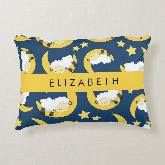 Schapenpatroon, Slapen Schaap, Maan, Jouw naam Accent Kussen (Voorkant)