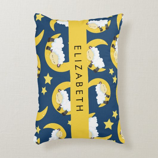 Schapenpatroon, Slapen Schaap, Maan, Jouw naam Accent Kussen (Voorkant(Verticaal))