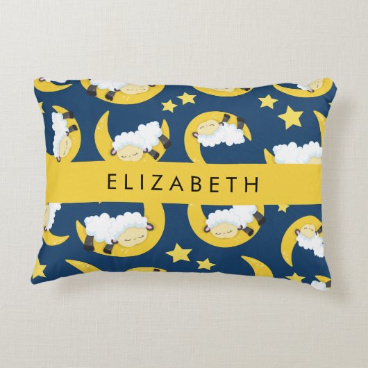 Schapenpatroon, Slapen Schaap, Maan, Jouw naam Accent Kussen (Achterkant)