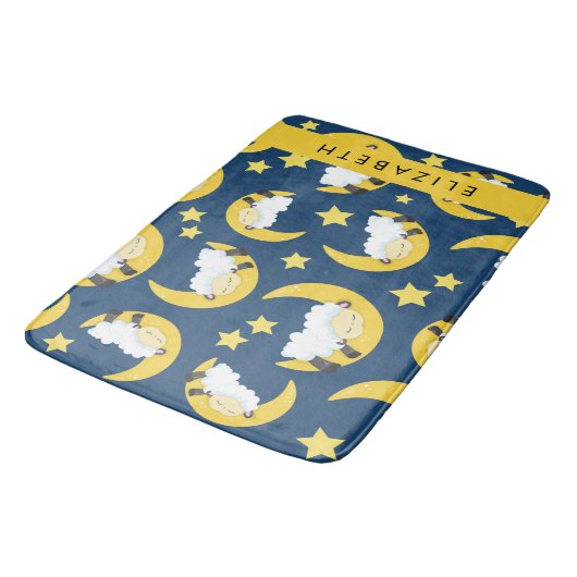 Schapenpatroon, Slapen Schaap, Maan, Jouw naam Badmat (Gekanteld)