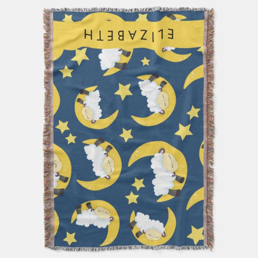 Schapenpatroon, Slapen Schaap, Maan, Jouw naam Deken (Voorkant Verticaal)