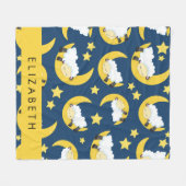 Schapenpatroon, Slapen Schaap, Maan, Jouw naam Fleece Deken (Voorkant (Horizontaal))