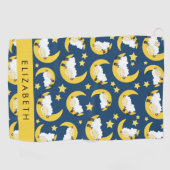 Schapenpatroon, Slapen Schaap, Maan, Jouw naam Golfhanddoek (Horizontaal)