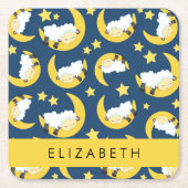 Schapenpatroon, Slapen Schaap, Maan, Jouw naam Kartonnen Onderzetters (Voorkant)