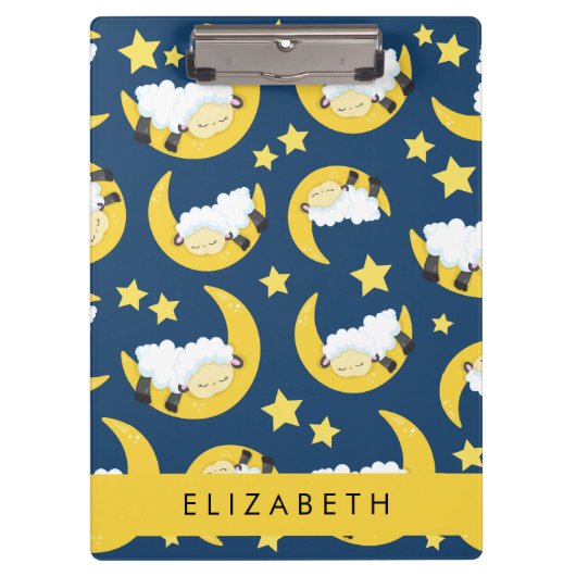 Schapenpatroon, Slapen Schaap, Maan, Jouw naam Klembord (Voorkant)