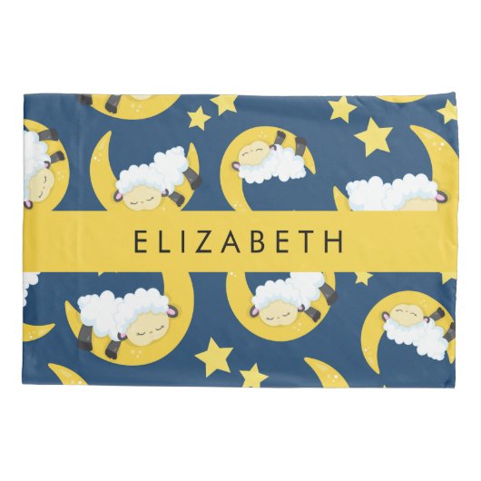 Schapenpatroon, Slapen Schaap, Maan, Jouw naam Kussensloop (Achterkant)