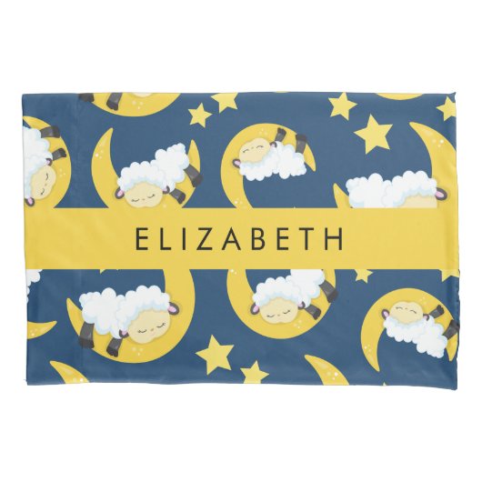 Schapenpatroon, Slapen Schaap, Maan, Jouw naam Kussensloop (Voorkant)