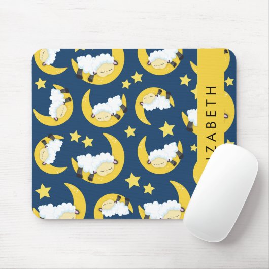 Schapenpatroon, Slapen Schaap, Maan, Jouw naam Muismat (Met muis)