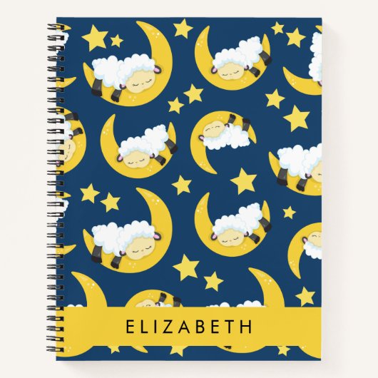 Schapenpatroon, Slapen Schaap, Maan, Jouw naam Notitieboek (Voorkant)
