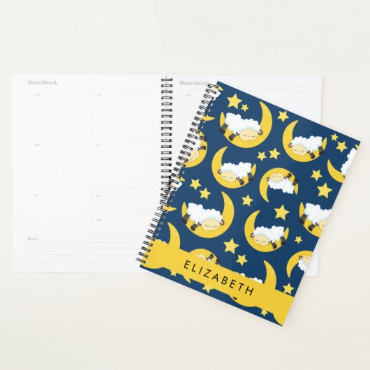 Schapenpatroon, Slapen Schaap, Maan, Jouw naam Planner (Display)