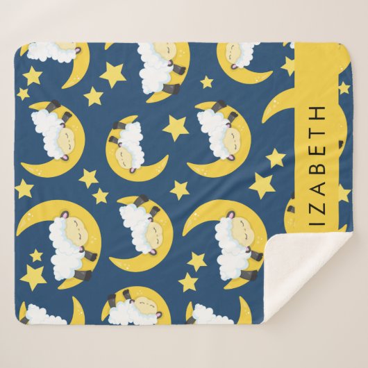 Schapenpatroon, Slapen Schaap, Maan, Jouw naam Sherpa Deken (Voorkant (horizontaal))