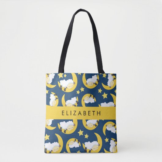 Schapenpatroon, Slapen Schaap, Maan, Jouw naam Tote Bag (Voorkant)