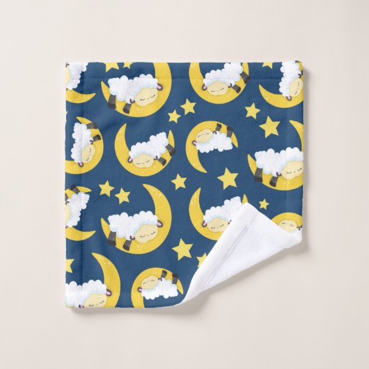 Schapenpatroon, Slapende schapen, Maan, Sterren Bad Handdoek (Wasdoekje)