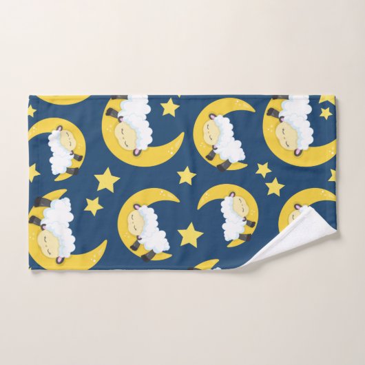 Schapenpatroon, Slapende schapen, Maan, Sterren Bad Handdoek (Handdoek)