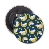 Schapenpatroon, Slapende schapen, Maan, Sterren Button Flesopener (Voorkant)