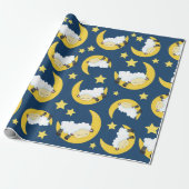 Schapenpatroon, Slapende schapen, Maan, Sterren Cadeaupapier (Uitgerold)