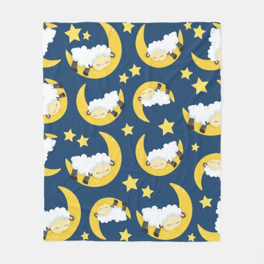 Schapenpatroon, Slapende schapen, Maan, Sterren Fleece Deken (Voorkant)