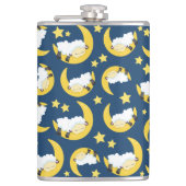 Schapenpatroon, Slapende schapen, Maan, Sterren Heupfles (Voorkant)