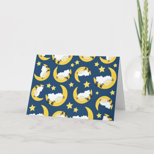 Schapenpatroon, Slapende schapen, Maan, Sterren Kaart (Voorkant)