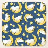 Schapenpatroon, Slapende schapen, Maan, Sterren Kartonnen Onderzetters (Voorkant)