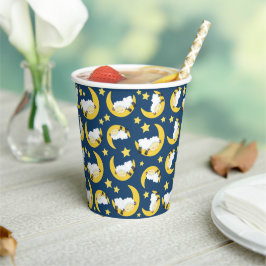 Schapenpatroon, Slapende schapen, Maan, Sterren Papieren Bekers