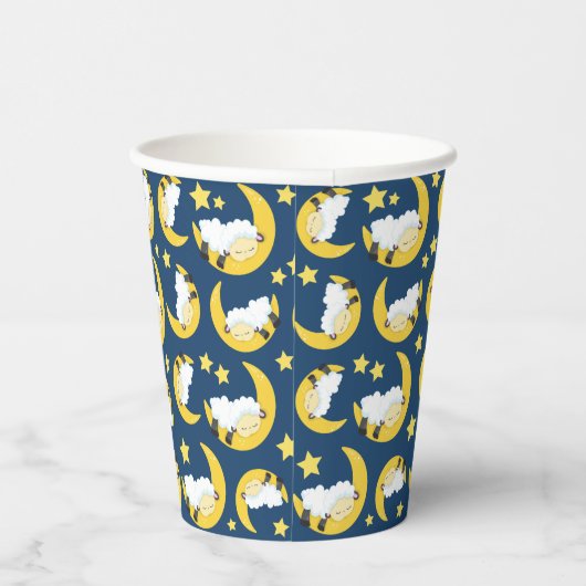 Schapenpatroon, Slapende schapen, Maan, Sterren Papieren Bekers (Rechts)
