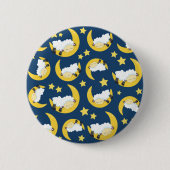 Schapenpatroon, Slapende schapen, Maan, Sterren Ronde Button 5,7 Cm (Voorkant)