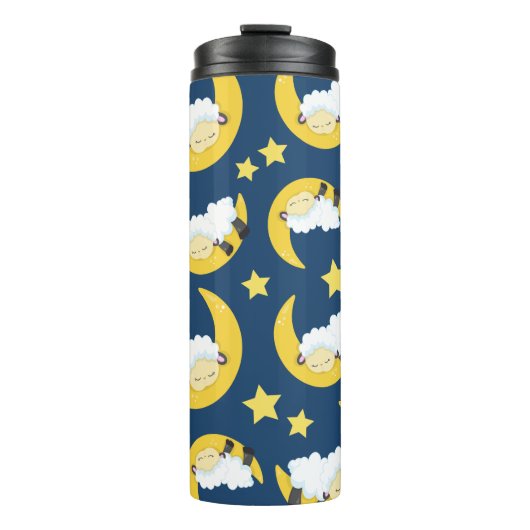 Schapenpatroon, Slapende schapen, Maan, Sterren Thermosbeker (Voorkant)