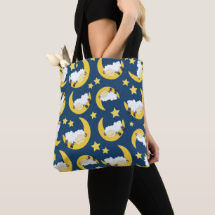 Schapenpatroon, Slapende schapen, Maan, Sterren Tote Bag