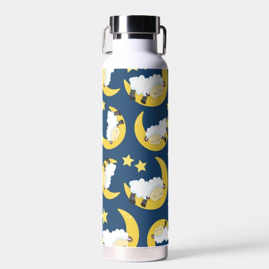 Schapenpatroon, Slapende schapen, Maan, Sterren Waterfles (Voorkant)