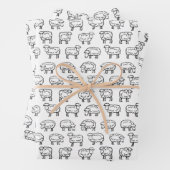 Schapenpatroon - zwart en wit inpakpapier vel (In situ)