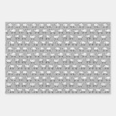 Schapenpatroon - zwart, wit en grijs inpakpapier vel (Voorkant 2)