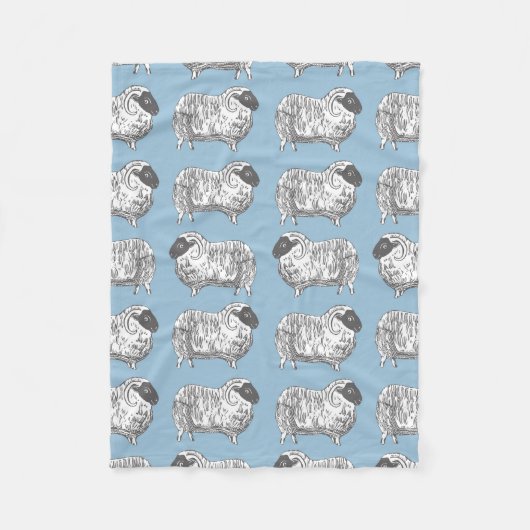 Schapenpoeder Blauwe Patroondoos Fleece Deken (Voorkant)