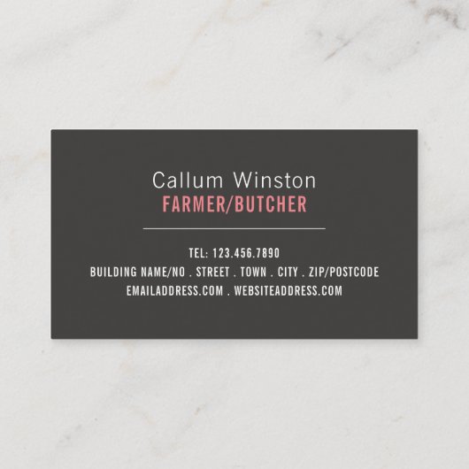 Schapenportret, boer en slager visitekaartje (Achterkant)