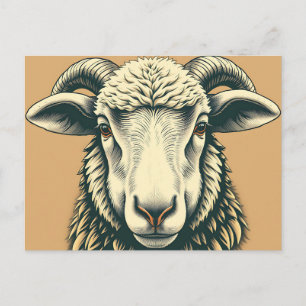  schapenportret in rustieke stijl briefkaart