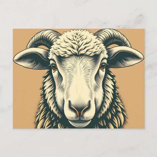 schapenportret in rustieke stijl briefkaart (Voorkant)
