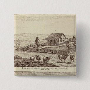 Schapenranches van Deer Creek Vierkante Button 5,1 Cm
