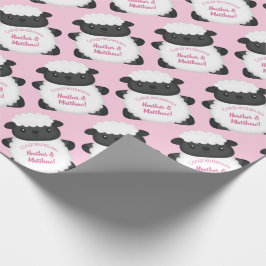 Schapenroze Baby shower Cadeaupapier