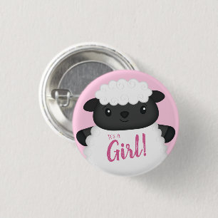 Schapenroze Baby shower Ronde Button 3,2 Cm