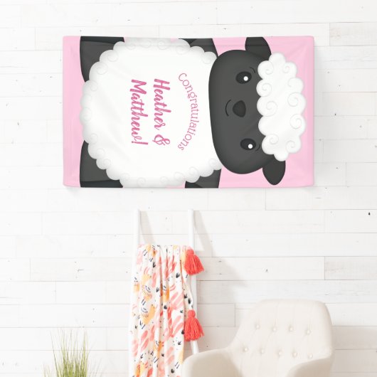 Schapenroze Baby shower Spandoek (Insitu)