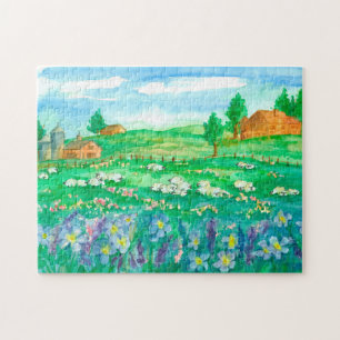 Schapenschuur Wildflower Landschap Legpuzzel