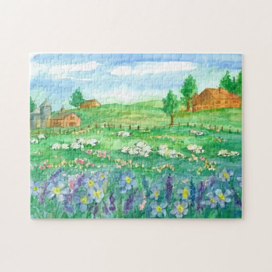 Schapenschuur Wildflower Landschap Legpuzzel (Horizontaal)