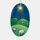 Schapenstapel met kerstster keramisch ornament (Rechts)