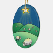 Schapenstapel met kerstster keramisch ornament (Links)