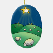 Schapenstapel met kerstster keramisch ornament (Achterkant)