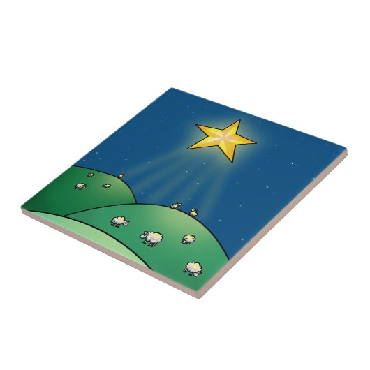 Schapenstapel met kerstster tegeltje (Zijkant)