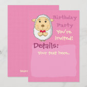 Schapenuitnodiging Roze Kaart (Voorkant / Achterkant)