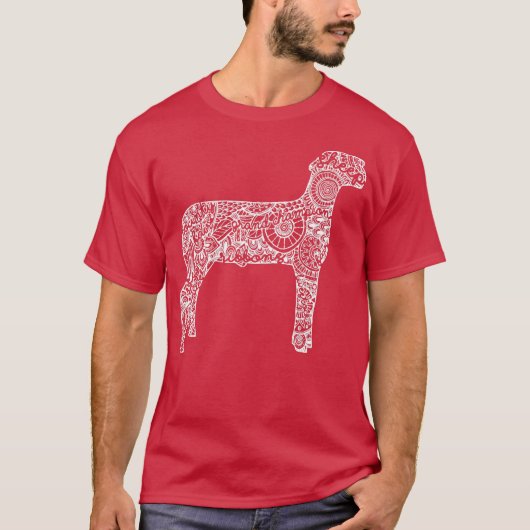 Schapenvee Show Mandala Lamb Ram Stock T-shirt (Voorkant)