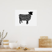 schapenvlees van lammeren - snijwonden , grote wan poster (Keuken)