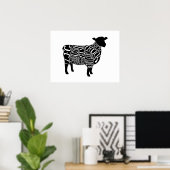 schapenvlees van lammeren - snijwonden , grote wan poster (Thuiskantoor)